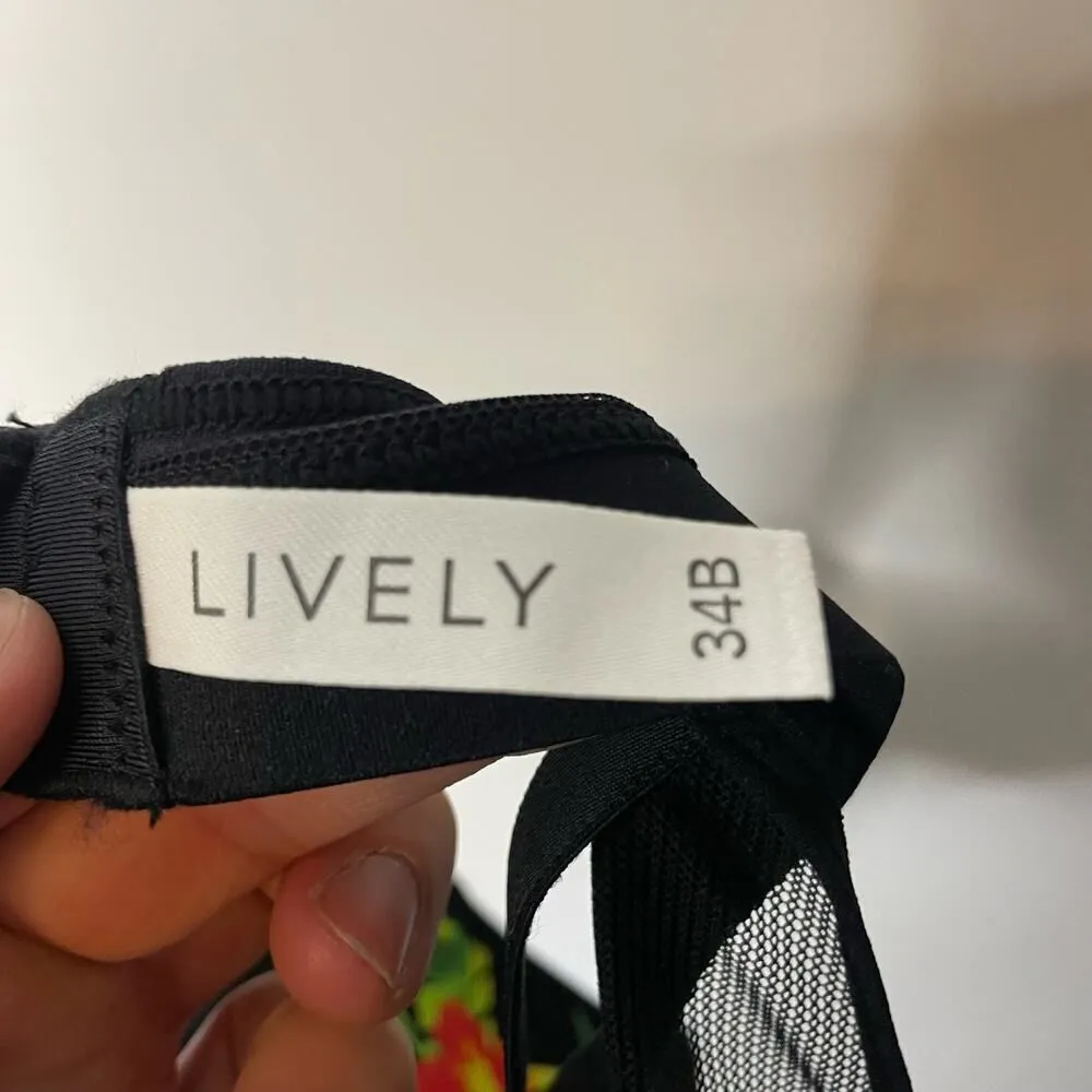 NEW LIVELY Bra 34B Black Floral Tropical Underwire Mesh Lined Padded Intimates Size undefined - Image 5