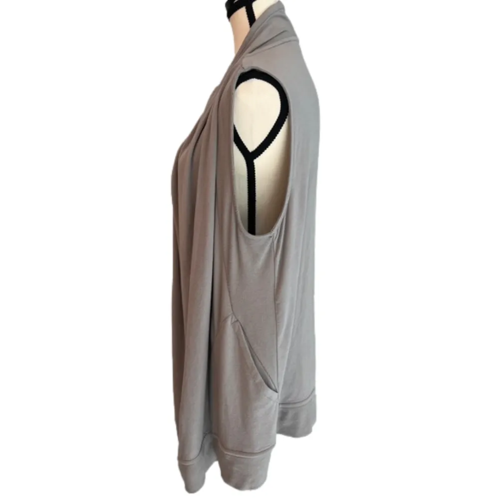 Athleta gray Waterfall open front cardigan with ties, size S EUC - Image 2