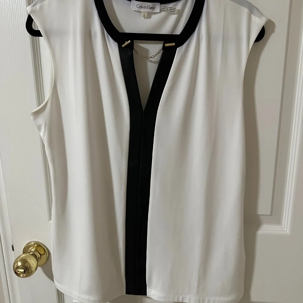 calvin klein black and white sleeveless blouse top women in L - Image 5