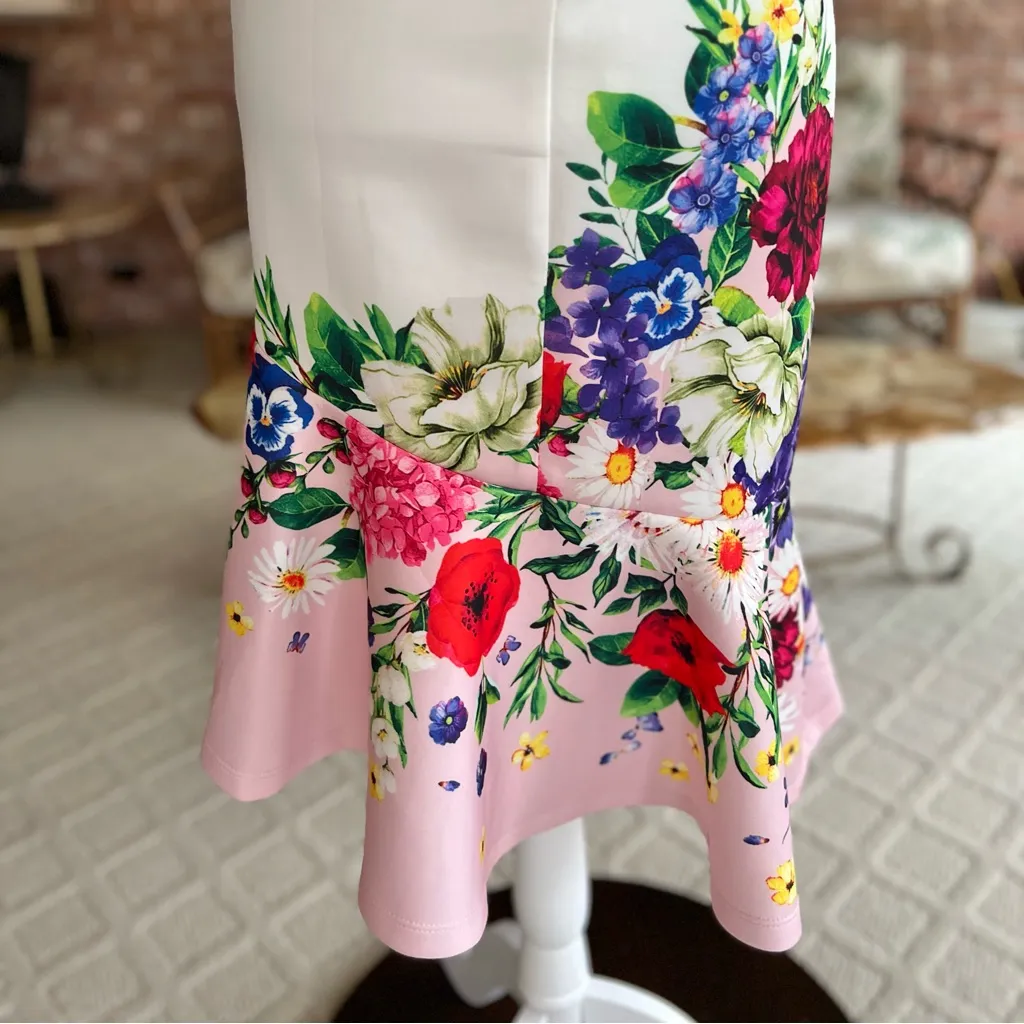 Venus Dress Floral Asymmetrical Hem Rhinestone Sleeveless S Garden Cocktail Glam - Image 12