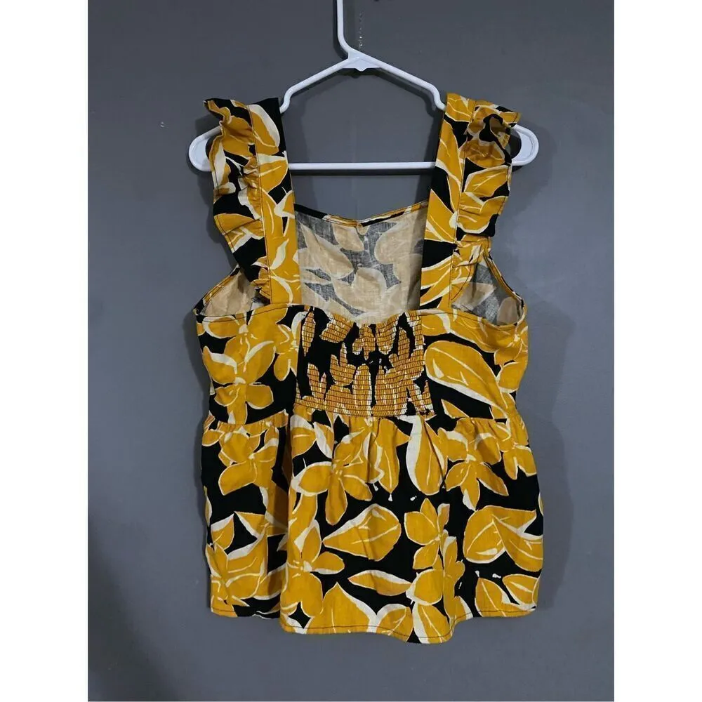 Who What Wear Peplum Linen Ruffle Sleeveless Gathered Back Top Large NWOT - Image 6