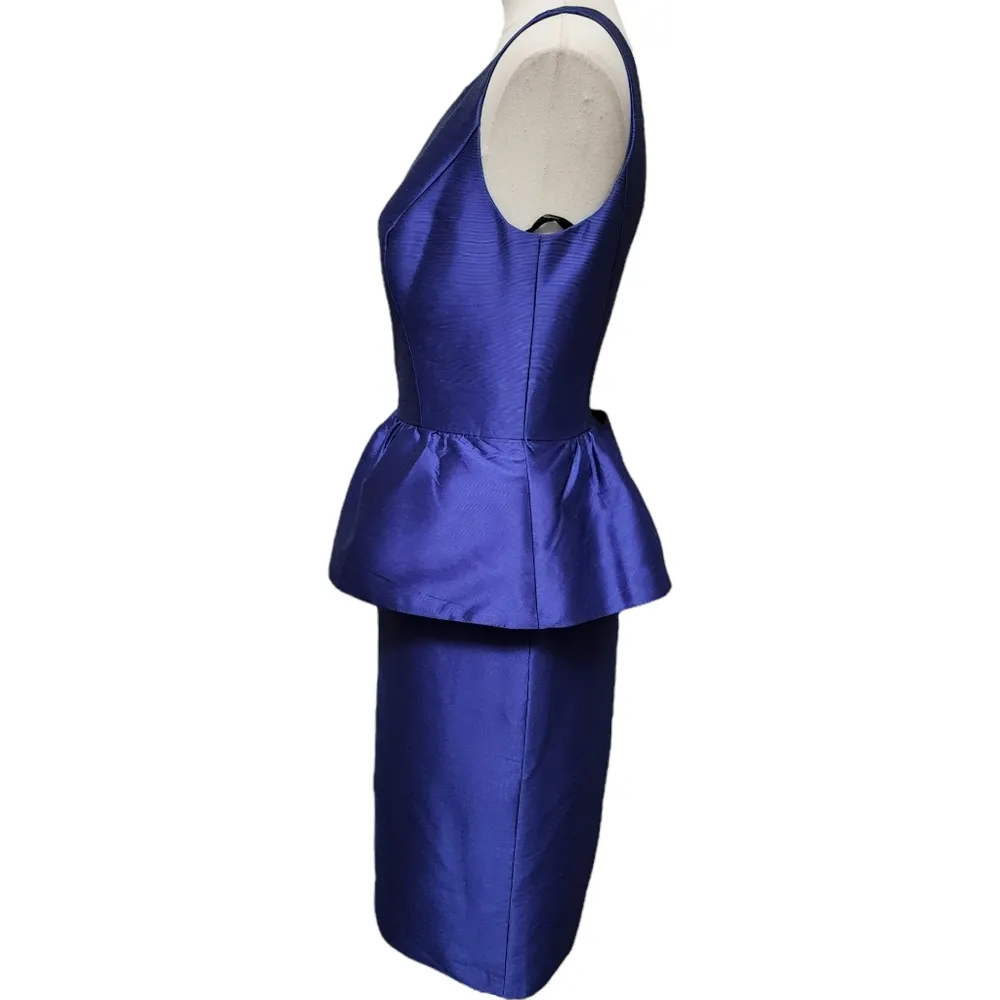 Alfred Sung iridescent blue peplum sleeveless cocktail dress size 6 - Image 4