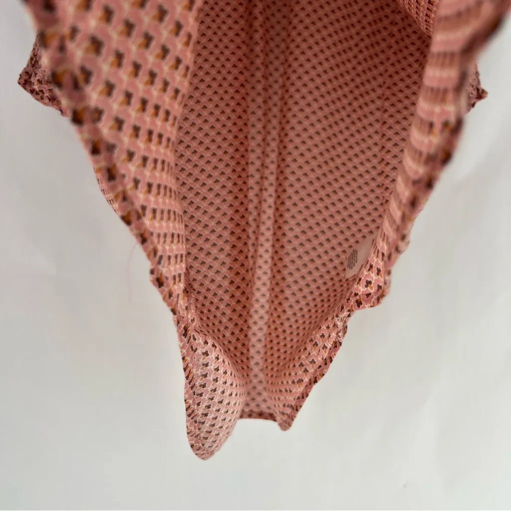 DR2 Womens Pink Geometric Floral Patterned Lightweight Woven Button Front Blouse Size L - Image 6
