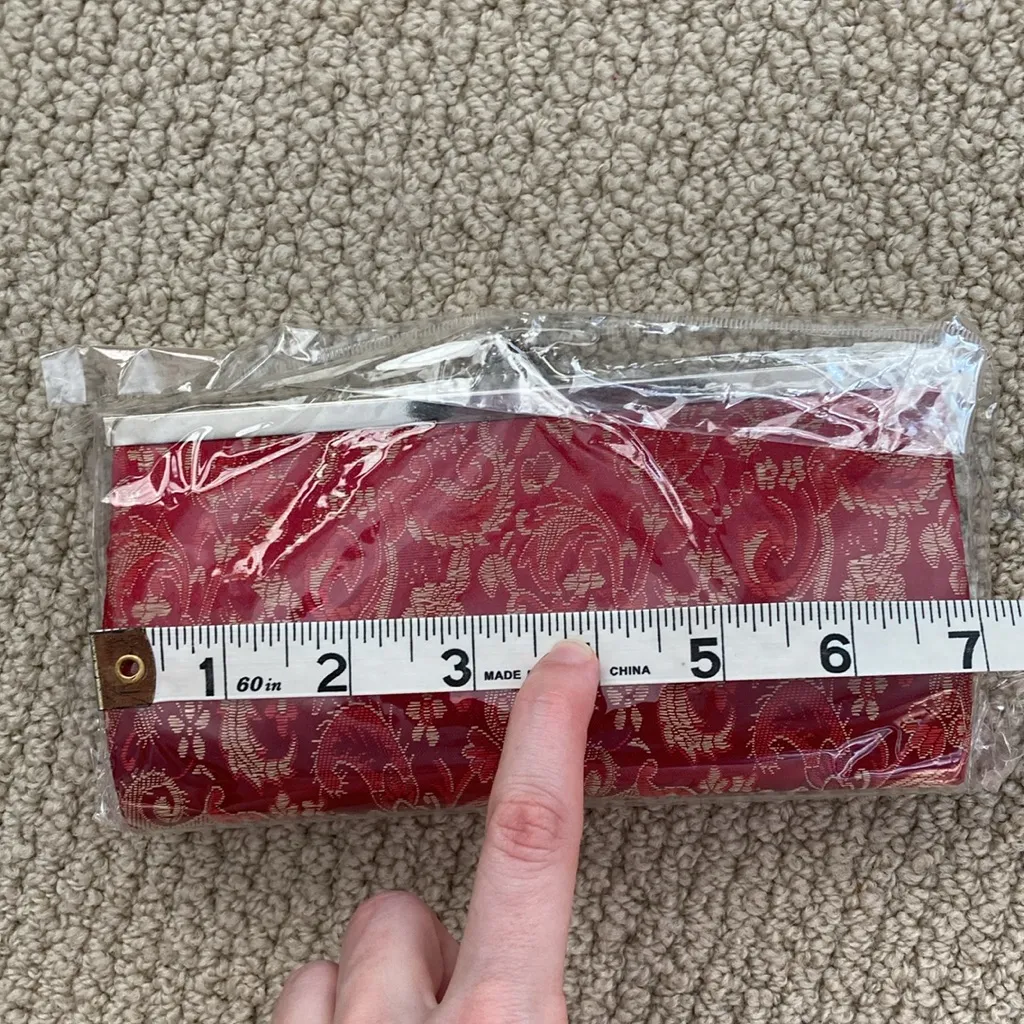 NEW Vintage Kiss Lock Bright Red Accordion Style Hard Case Snap Close Wallet - Image 6