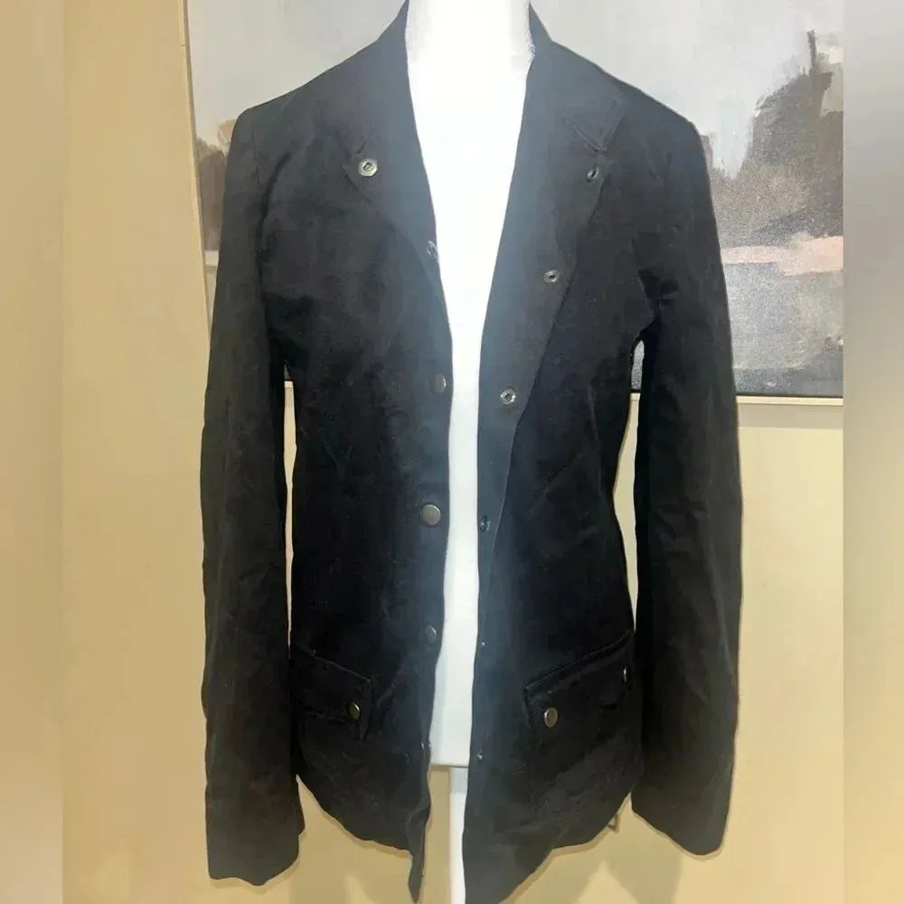 Kenneth Cole Black Cropped Cotton Trench Coat Jacket Sz 2 - Image 4