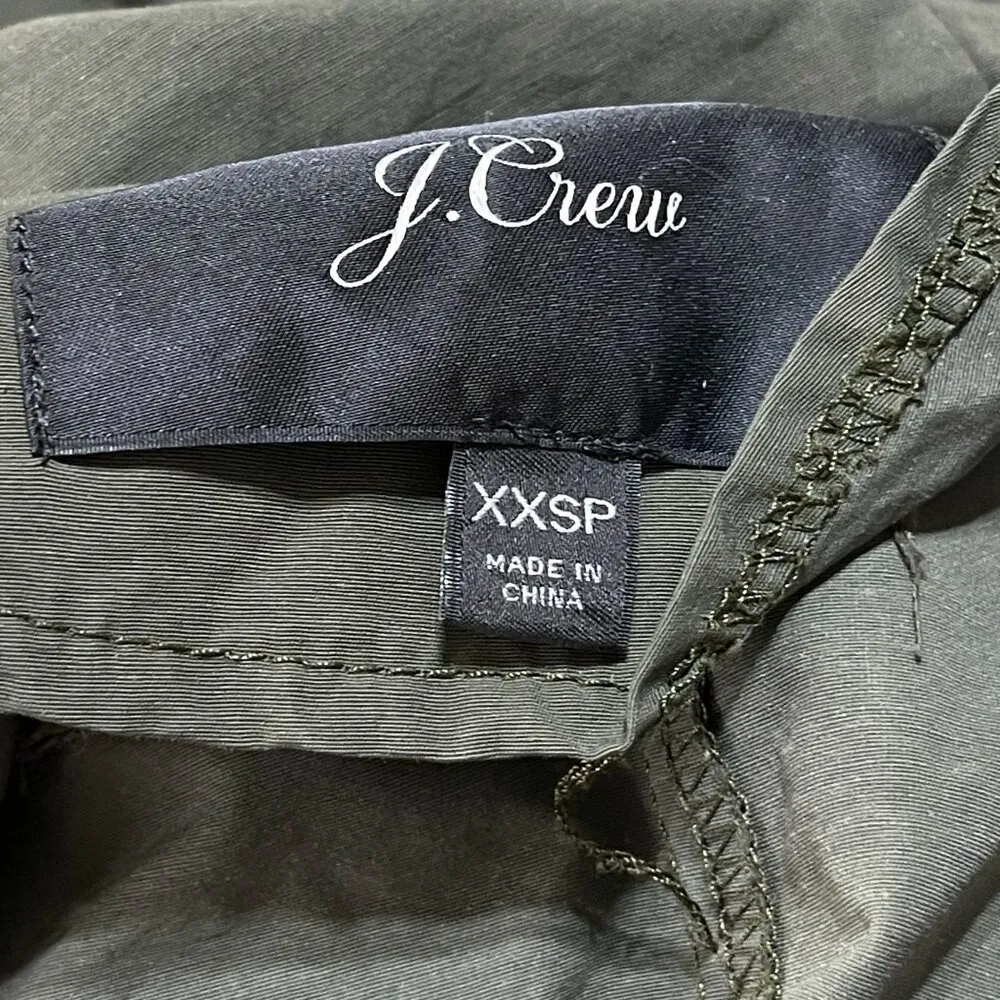 J Crews Women's Military Jacket Green Anorak Lightweight Hooded XXSP Petite - Image 4