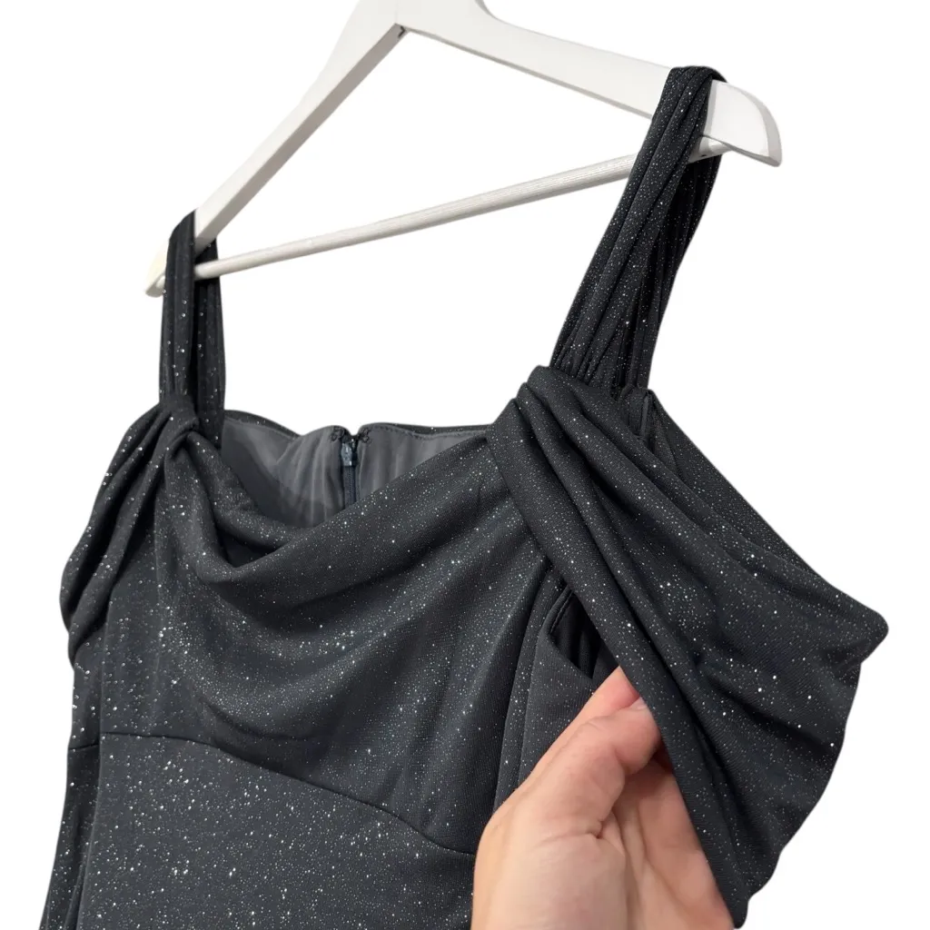 Alex Evenings Smokey Gray Sparkle Maxi Ballgown Formal Dress NWT Women Size 16 - Image 4