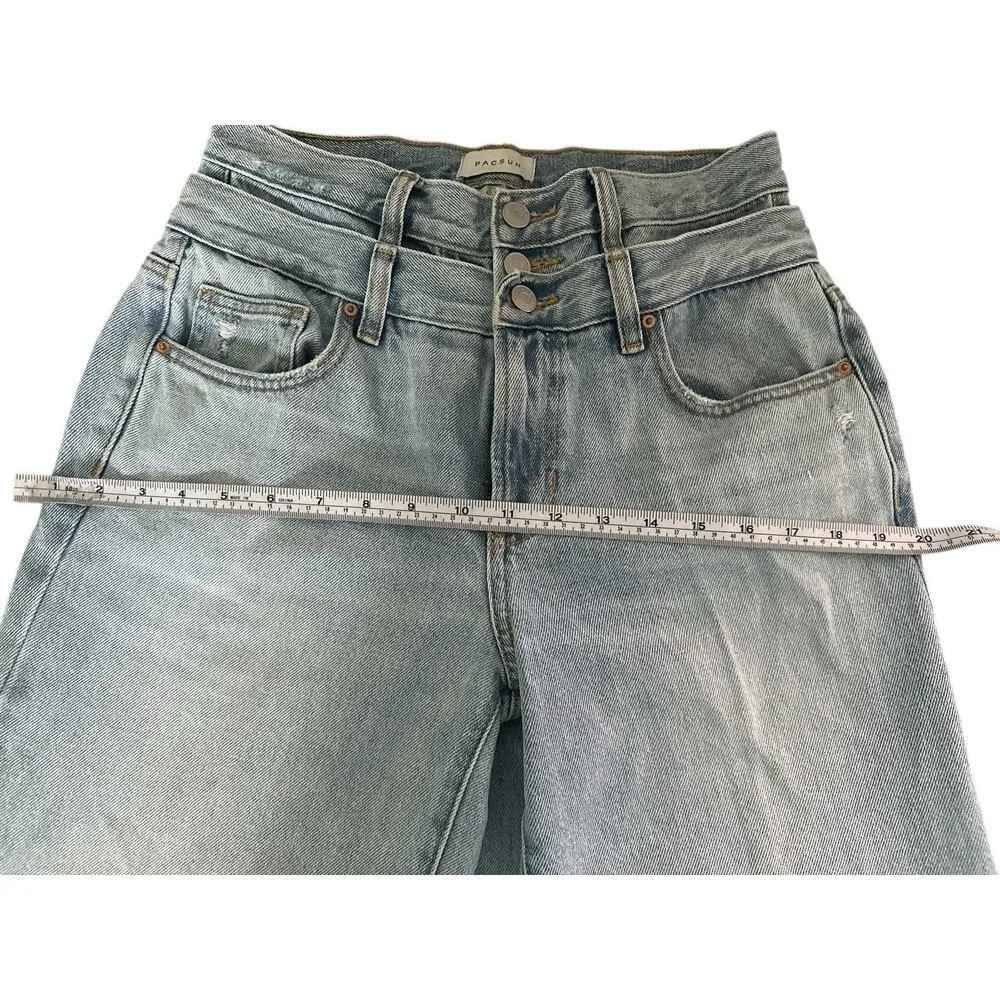 Pacsun Eco Medium Indigo Double Waistband Mid Rise Baggy Jeans Size 26 - Image 7