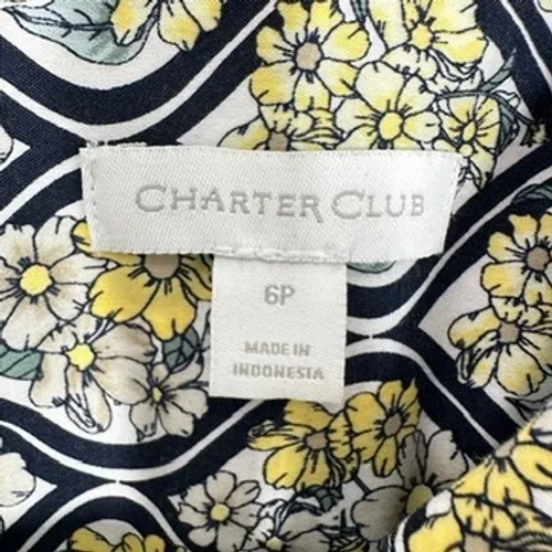 Charter Club Sleeveless Button Down Shirt Geometric Floral Print Women's Size 6P - Image 5