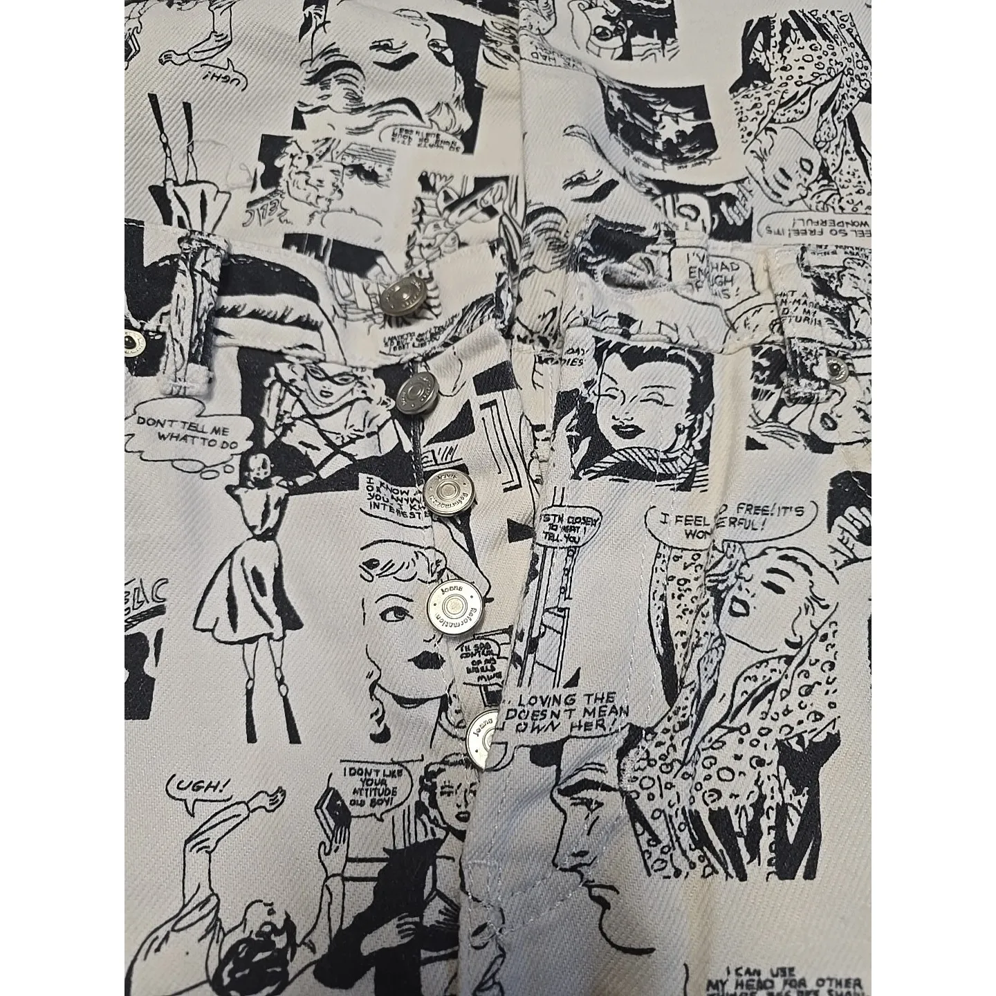 Reformation Newsprint Comic Jeans‎ 26 White Black Denim Straight Leg HIgh Rise - Image 7