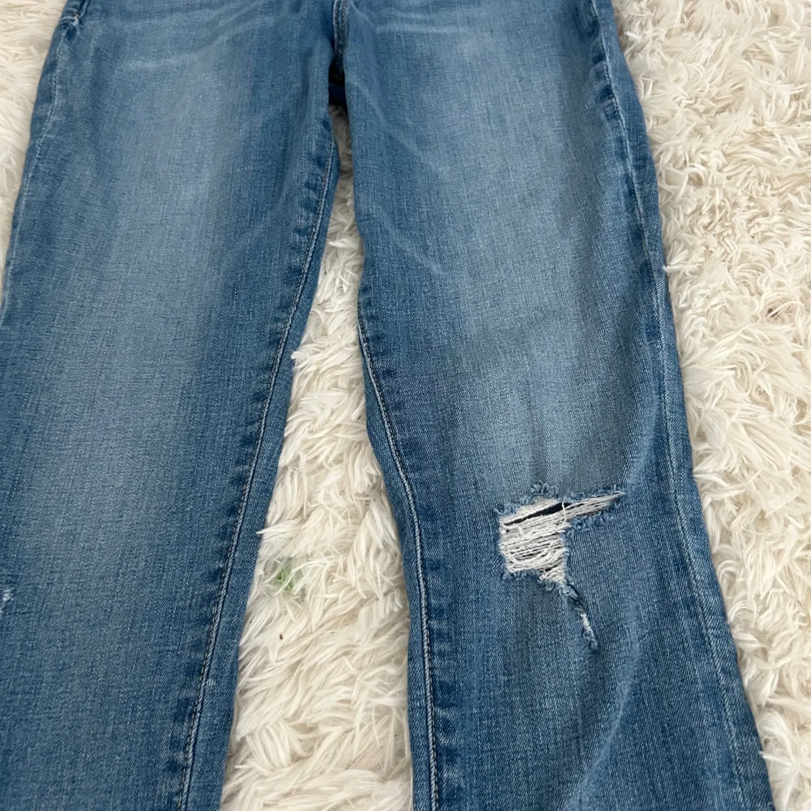 Express High Waisted Ripped Skinny Jeans Frayed Hem Light Wash‎ Size 22 - Image 4