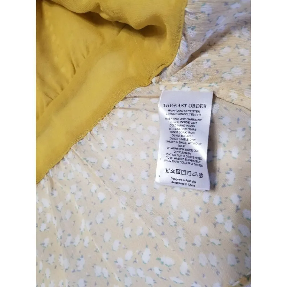 The East Order Marie Top Lemon Cloud Floral Chiffon Long Sleeve Slit Back Sz (S) - Image 7