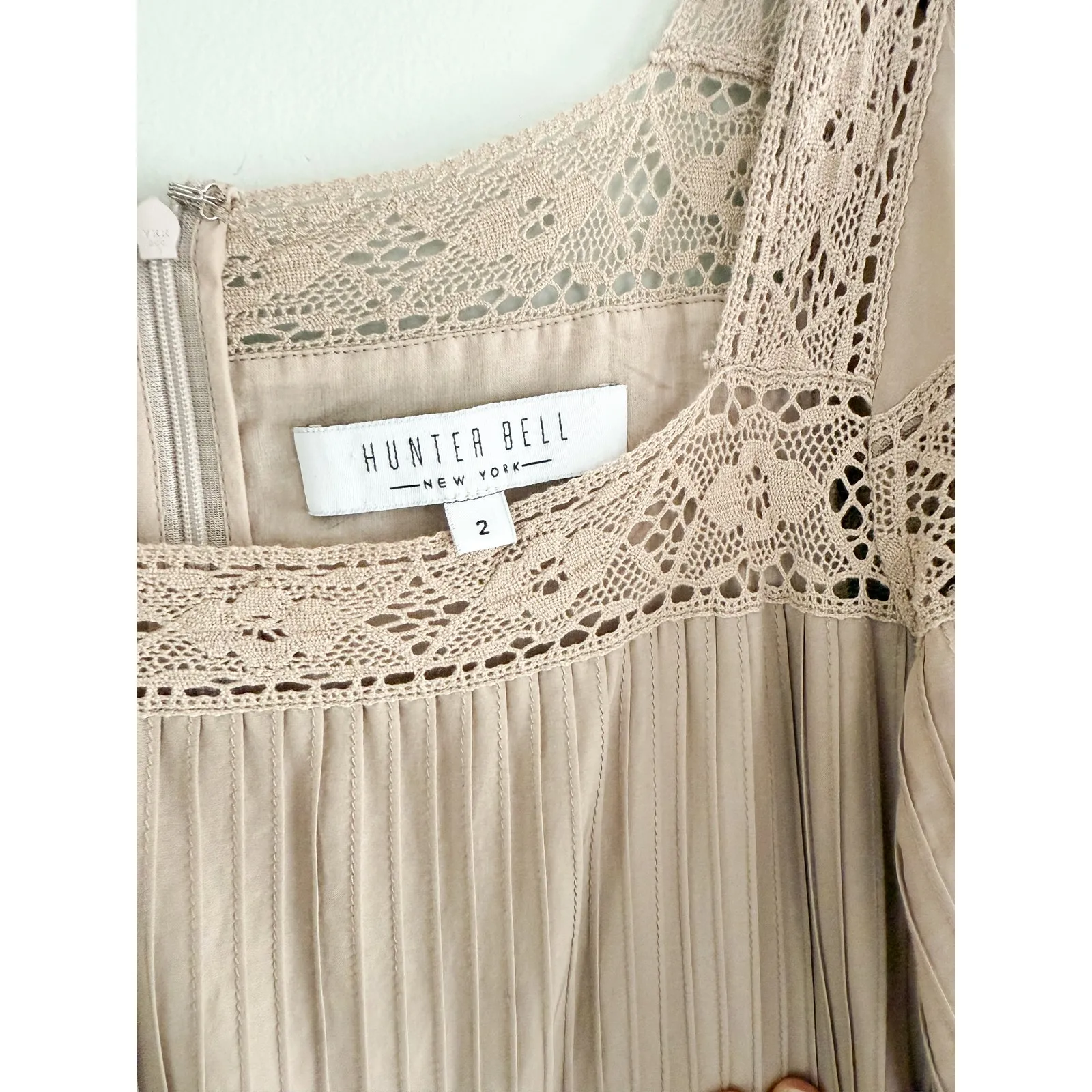 Hunter Bell | Evelyn Dress Clay Silk Cotton Lace Midi | Sz 2 - Image 7