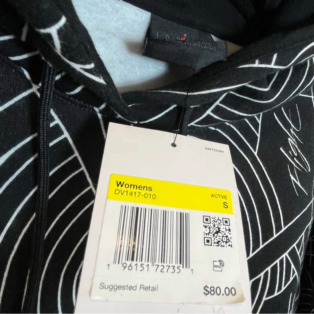 •NWT• Air Jordan women’s Small oversized cropped hoodie in Black - Image 9