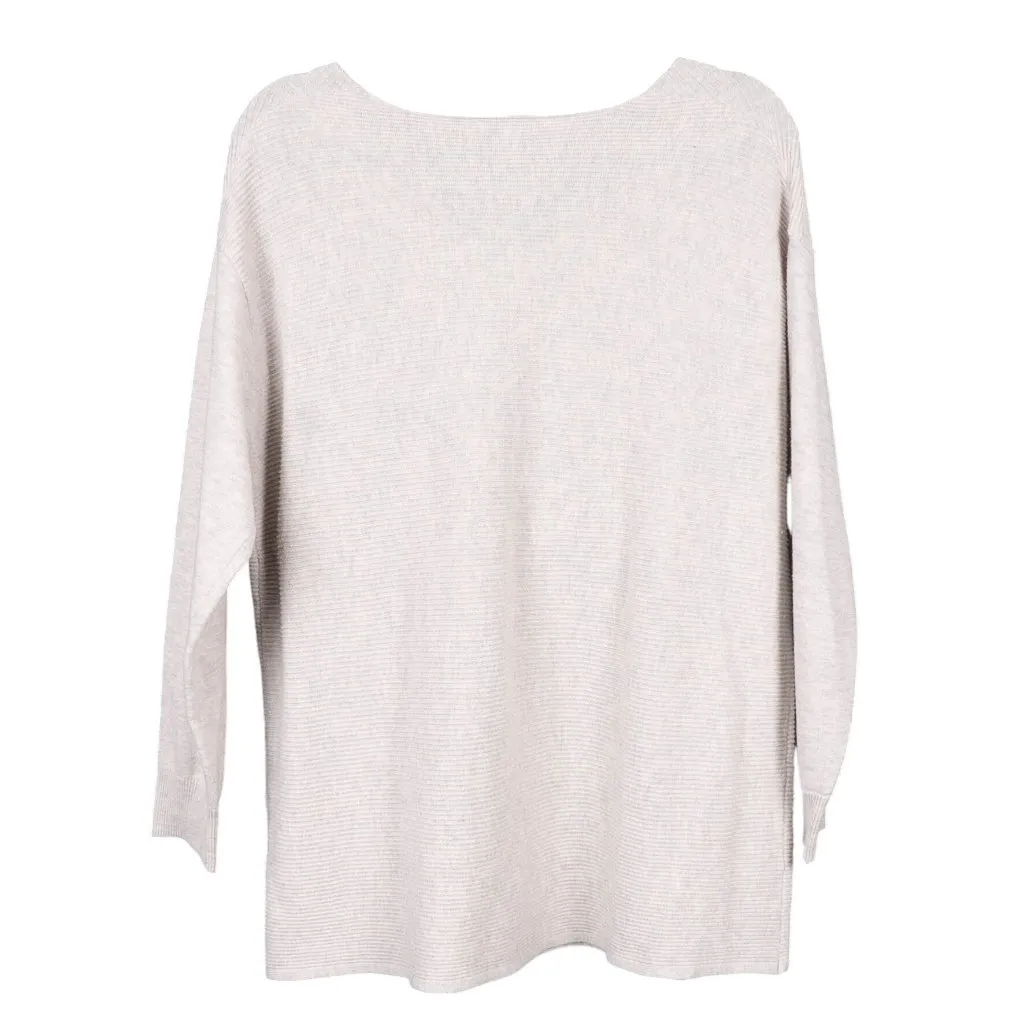 Ella Moss XL Sweater Womens Beige Ribbed Textured Knit VNeck Long Sleeve Cozy - Image 5