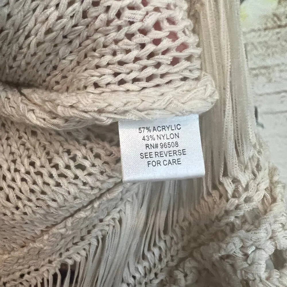 Fang Crochet Fringe Sleeveless Knit Vest XS Boho Festival Beachy Coverup Sweater - Image 4