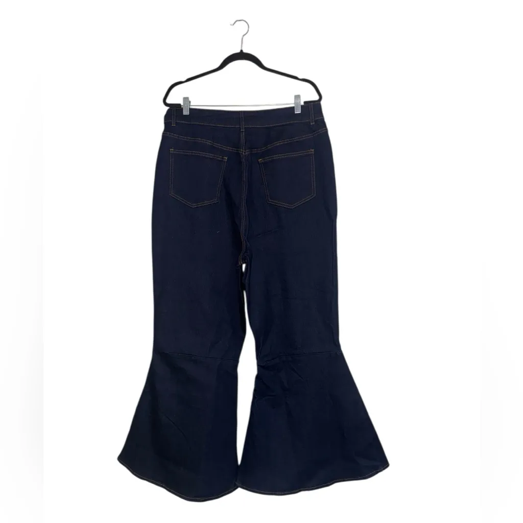 NWT Venus Ruffle Slit Hem Flared Jeans Dark Wash - Image 12