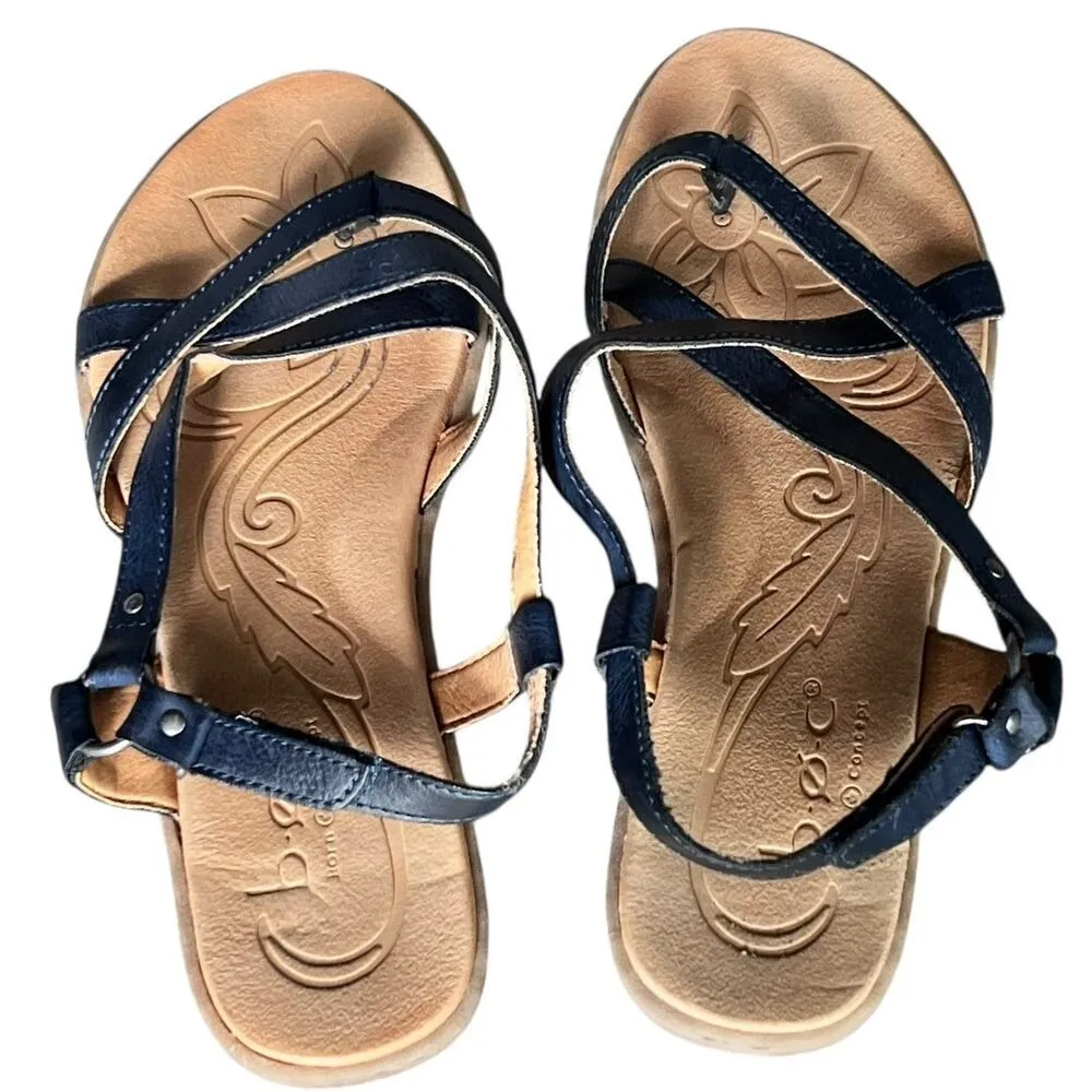 BOC Pearly Sandals Womens Size 7M Blue Faux Leather Toe Post Strappy Comfort - Image 8