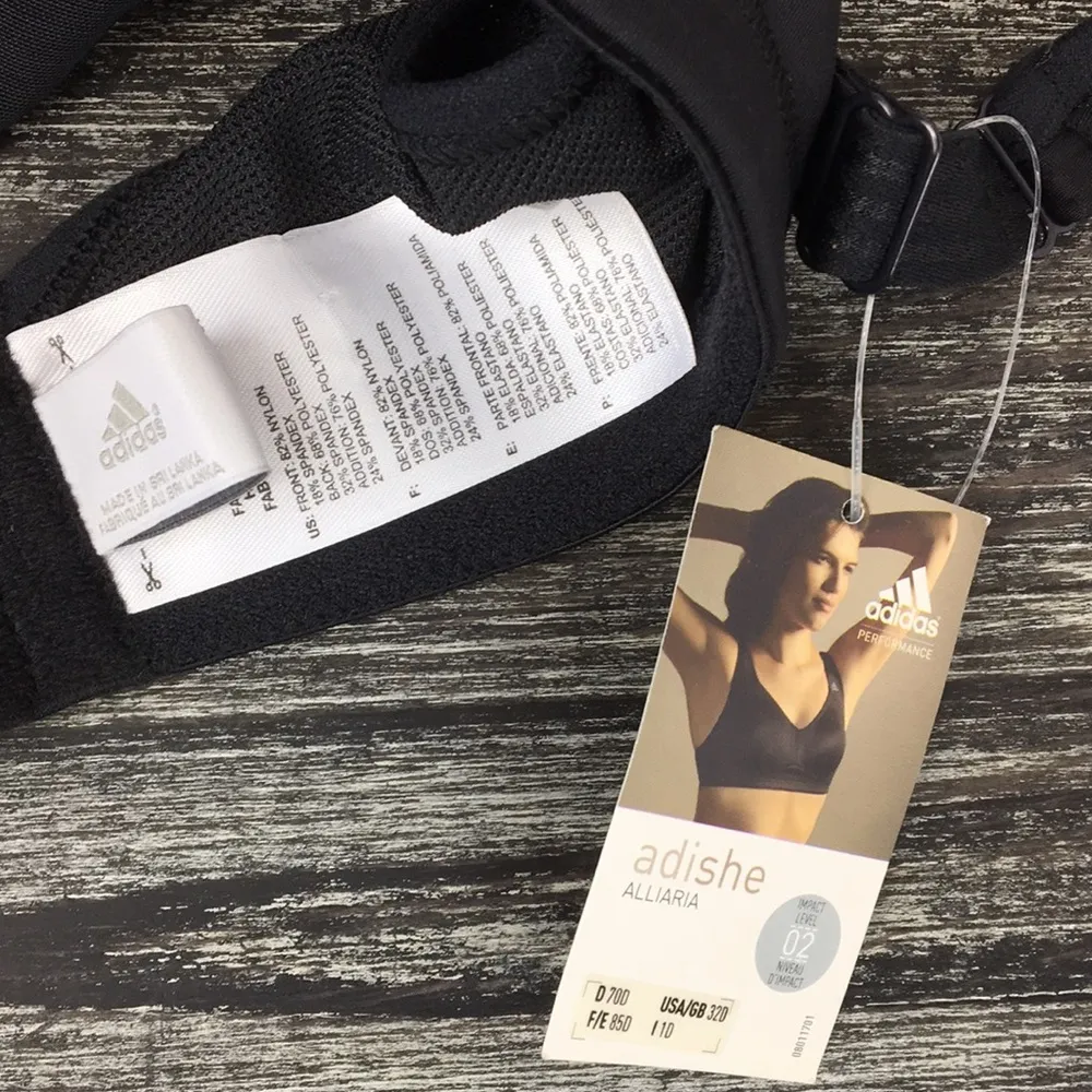 Adidas Black Athletic Sport Cropped Medium Support Bra New 32D - Image 7