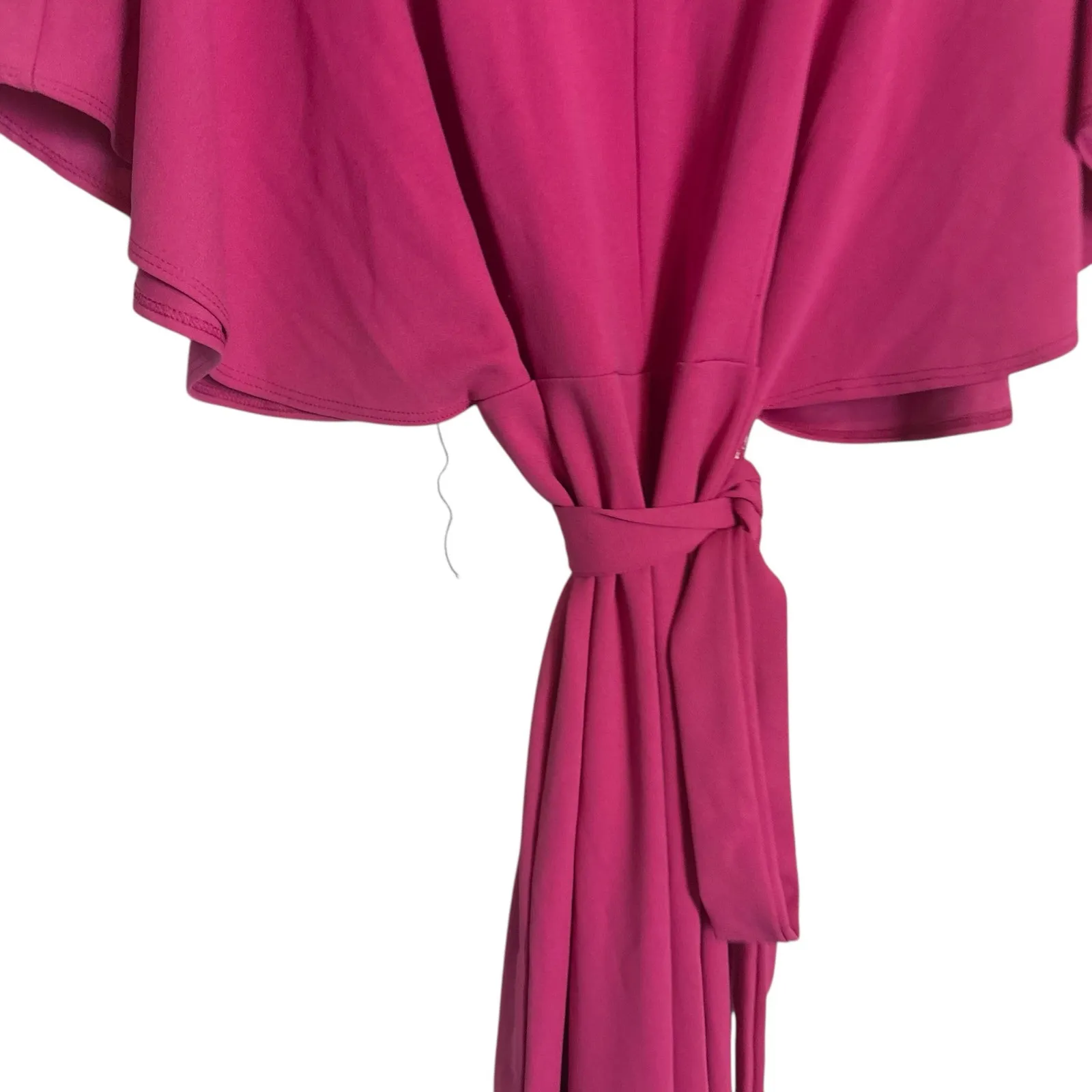Marina Hot Pink Belted Tie Waist Kimono Short Sleeve V - Image 13