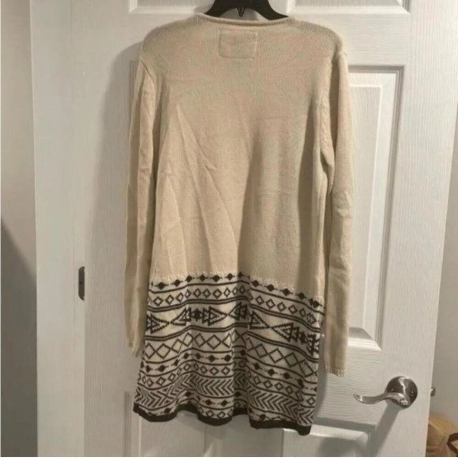 Element Eden, cream and gray long sleeve open front cardigan jacket Size M - Image 5