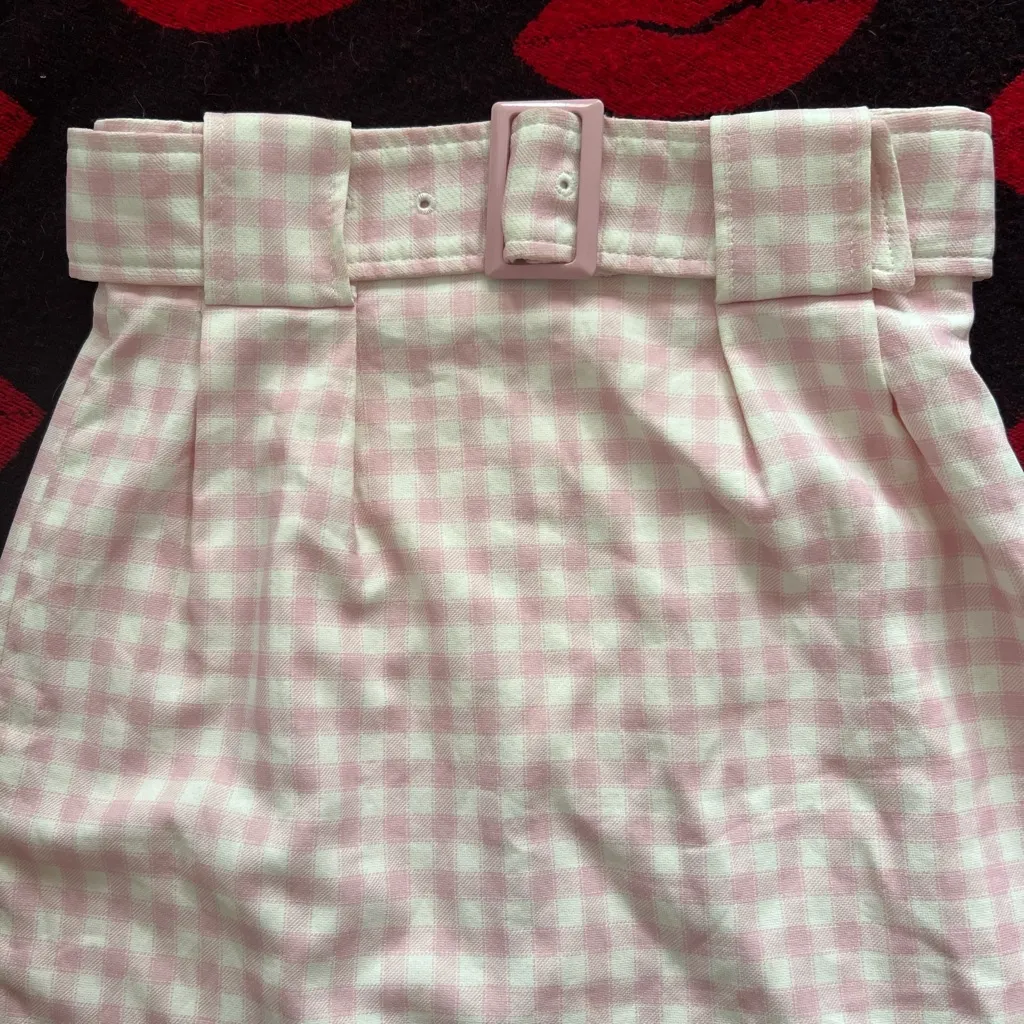 Emoda Japan kawaii gyaru pink white gingham mini skirt XS 24 - Image 3