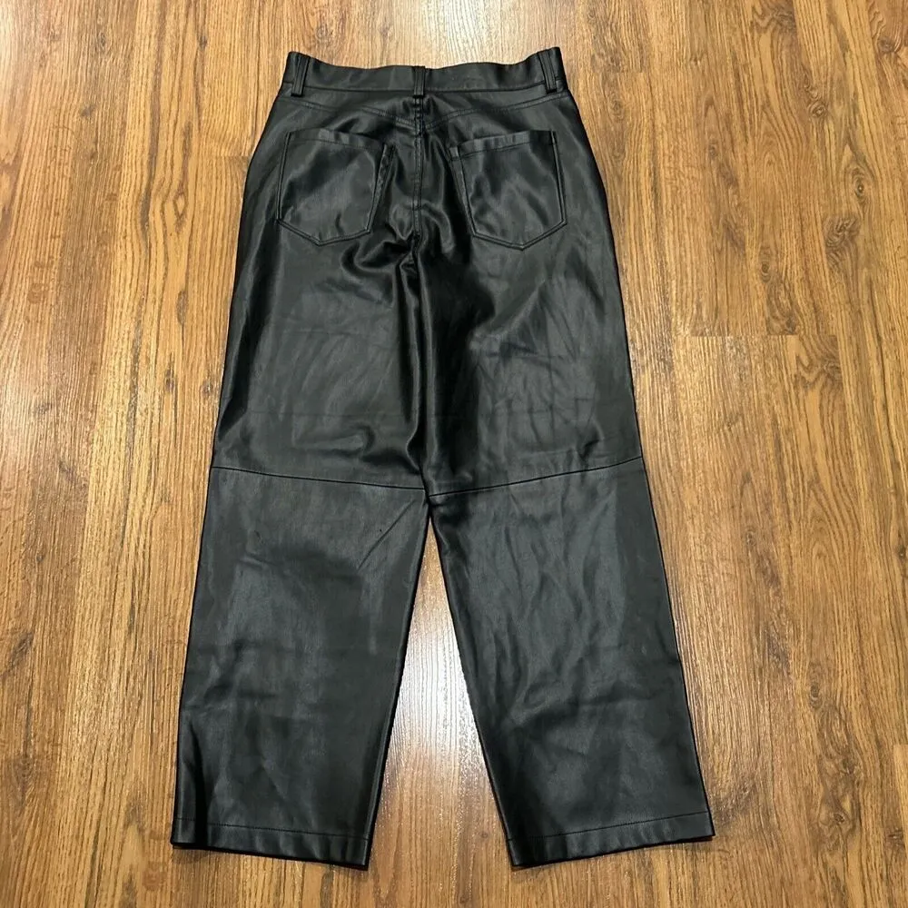 Blank NYC Pants Women 29 Faux Leather Black The Baxter Ribcage Straight Leg Crop - Image 10