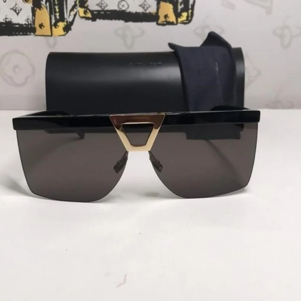New Authentic Saint Laurent SL 537 Palace 001 – Black & Gold Shield Sunglasses - Image 5