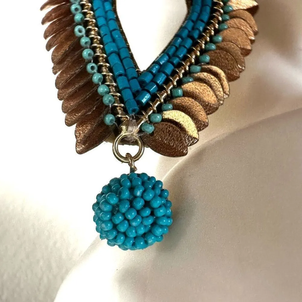 Piper K Hand teardrop blue Beaded Pierced Earrings - Image 3