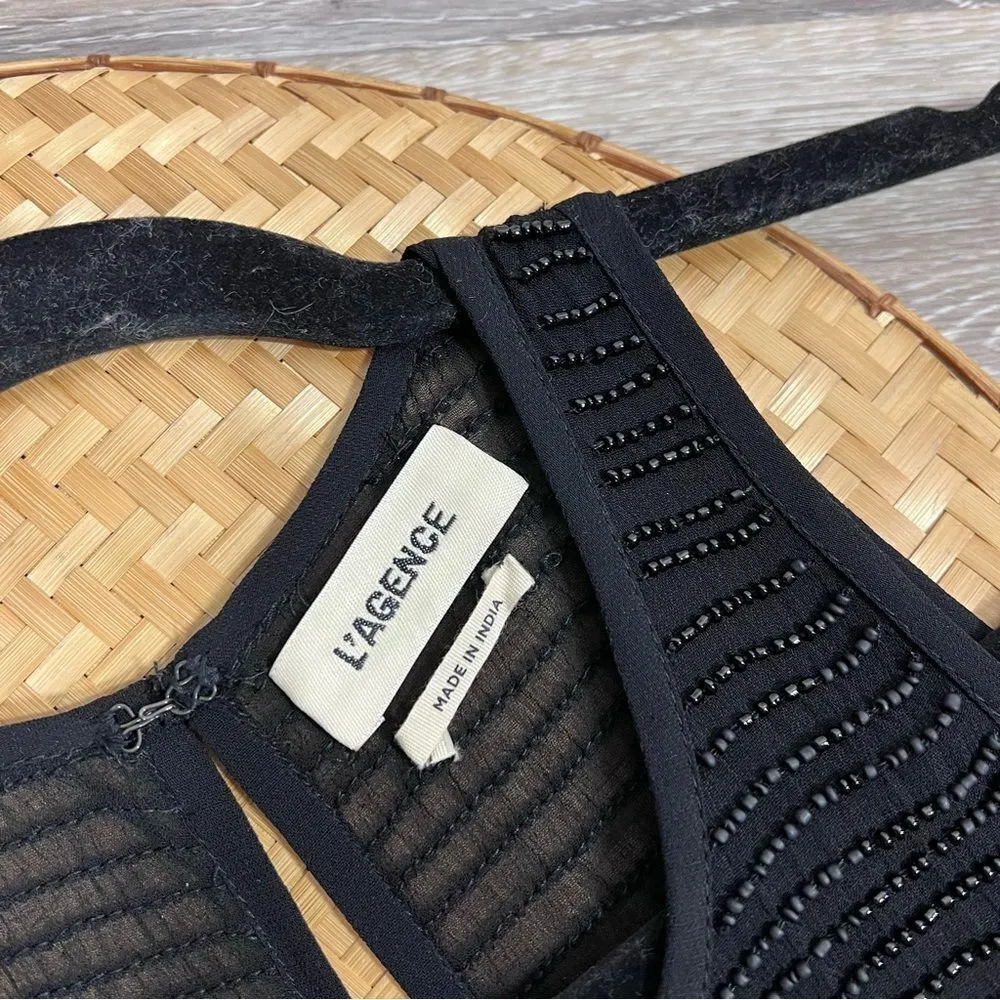 La’gence‎ black beaded sleeveless blouse - Image 3