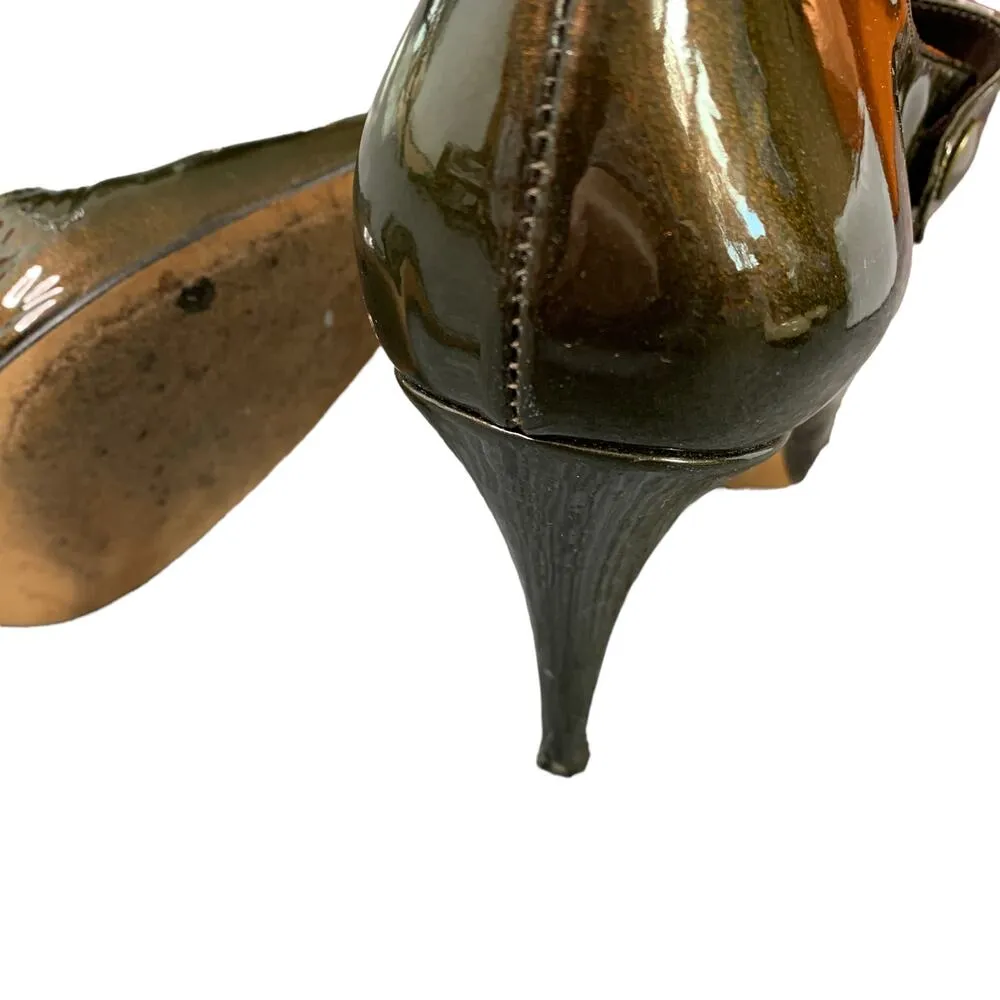 Something Bleu Dark Brown Metallic Heels Bridal 9 - Image 4