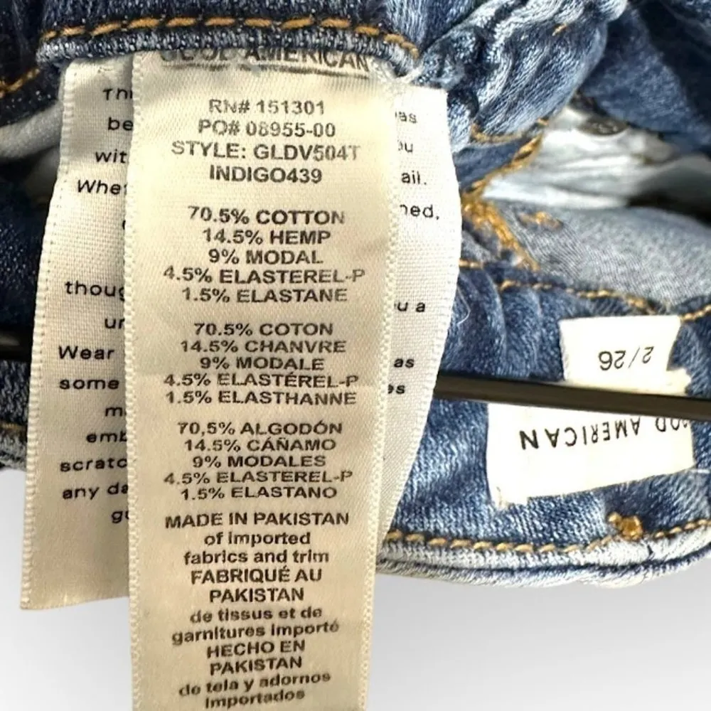 NWT Good American Good Legs Skinny Jeans Indigo Distressed Cropped Denim Sz 2/26 - Image 7