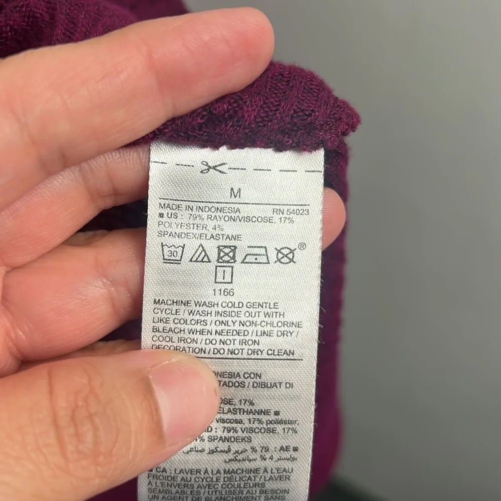 Old Navy plush ribbed tee winter wine, medium - Image 4