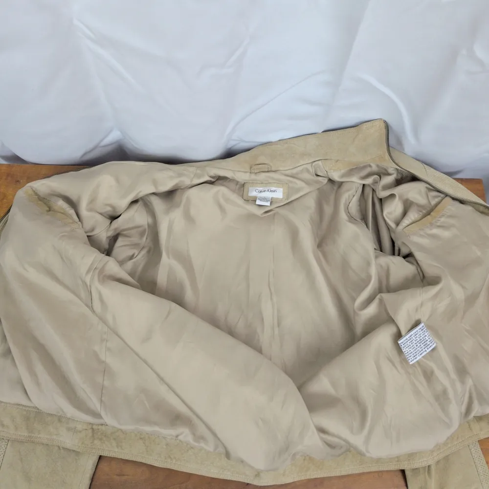 Ladies' Calvin Klein Perforated pattern Leather Suede Jacket Large - Image 3