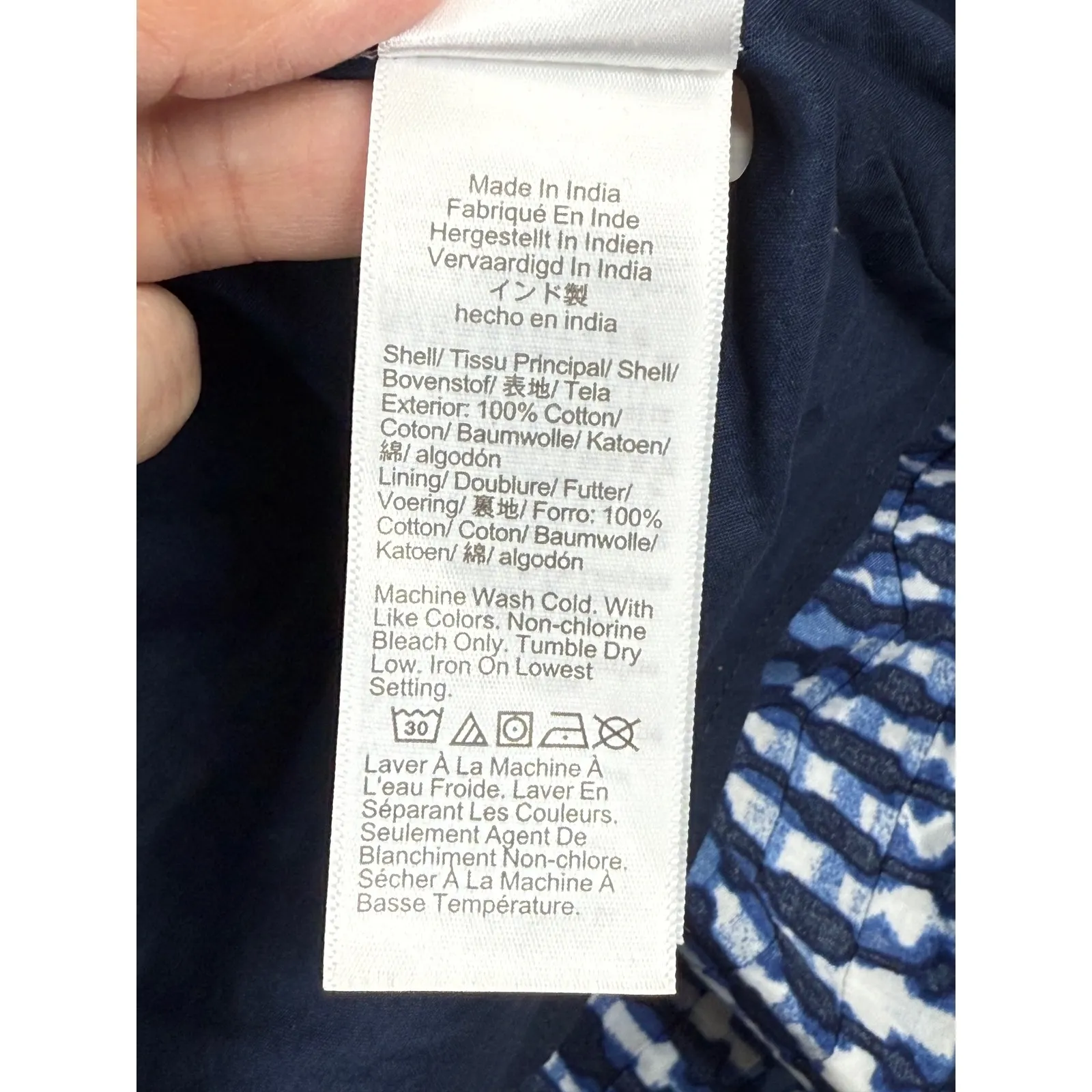 J Crew Blue White‎ Tie Waist Maxi Dress Tiered Skirt Short Sleeve V Neck Size 6 - Image 9