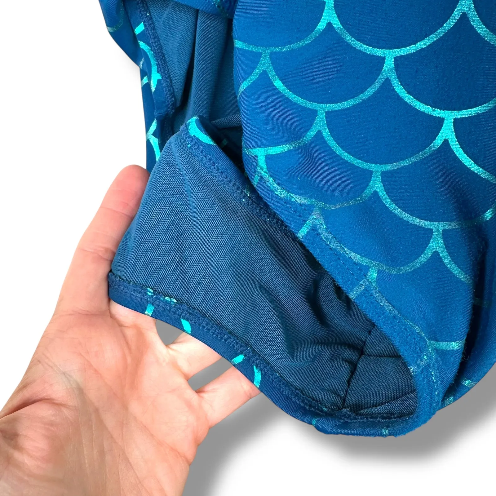 Torrid NWOT Mermaid Scales Blue Wireless Slim Fix Lattice One-Piece Swimsuit - Image 10