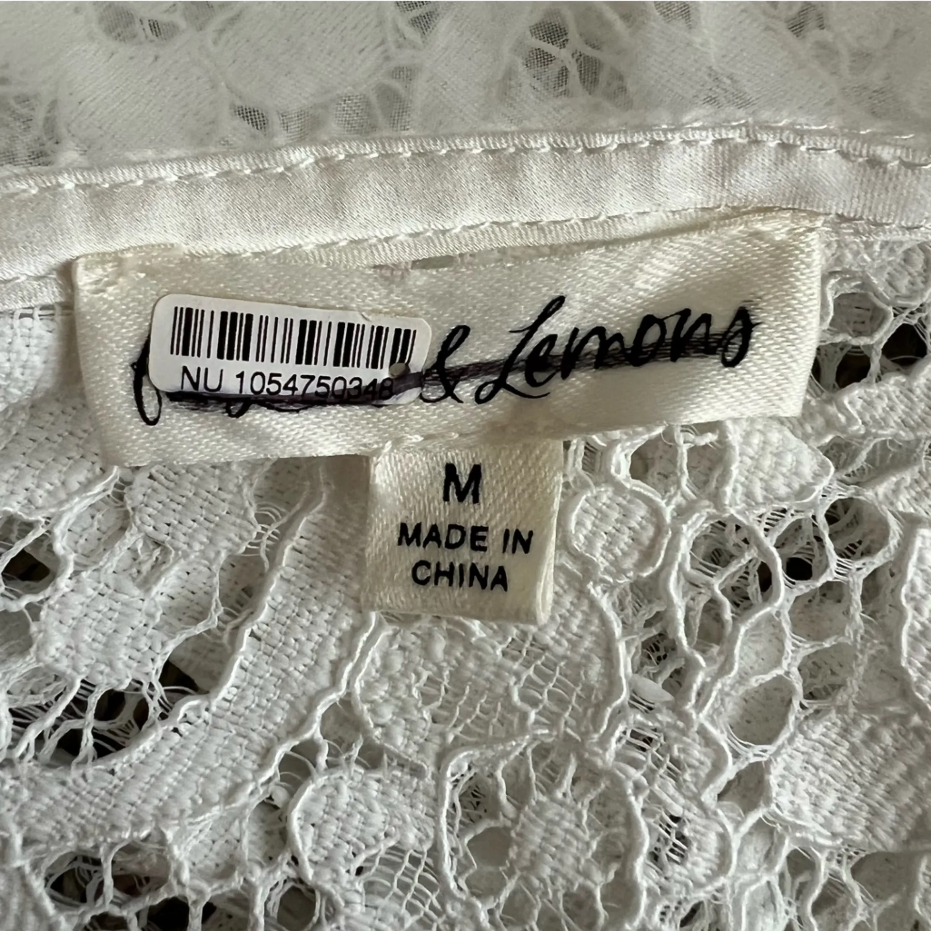 For Love & Lemons Women’s Santo White Lace Puff Sleeve Sheer Shorts Romper M - Image 5