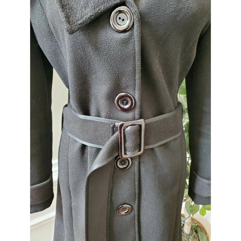 Pepita Women's Black Stylish Long Sleeve Buttons Casual Long Coat Size X - Image 3