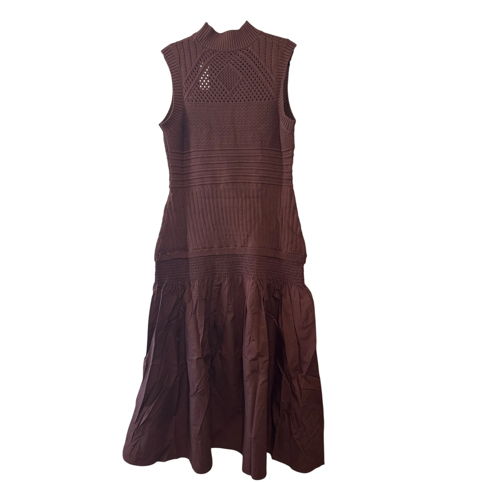 Anthropologie NWT Sleeveless Mock Neck Drop Waist Knit Midi Dress Size L - Image 4
