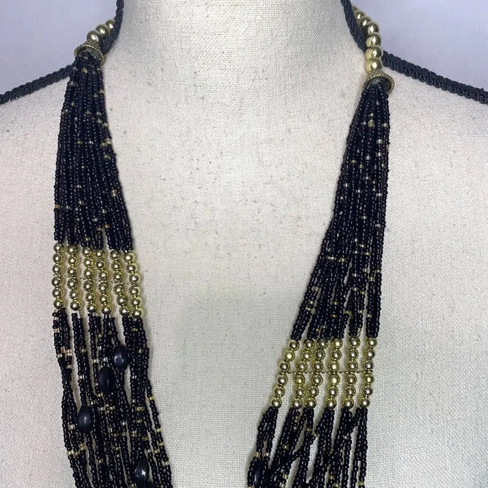 NEW Sophia Collection Large Beaded Statement Necklace and Earrings 28” - Image 3