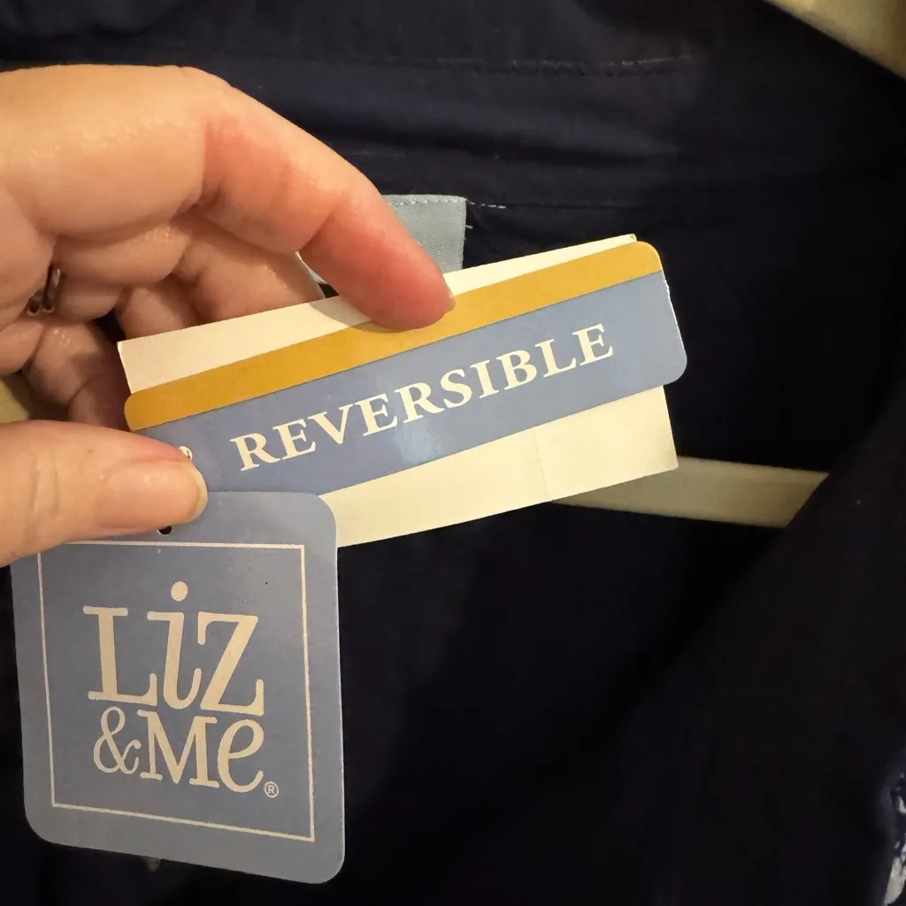Liz & Me New Reversible Quilted Stitching Button Front Jacket Blue Plus Size 5X - Image 8