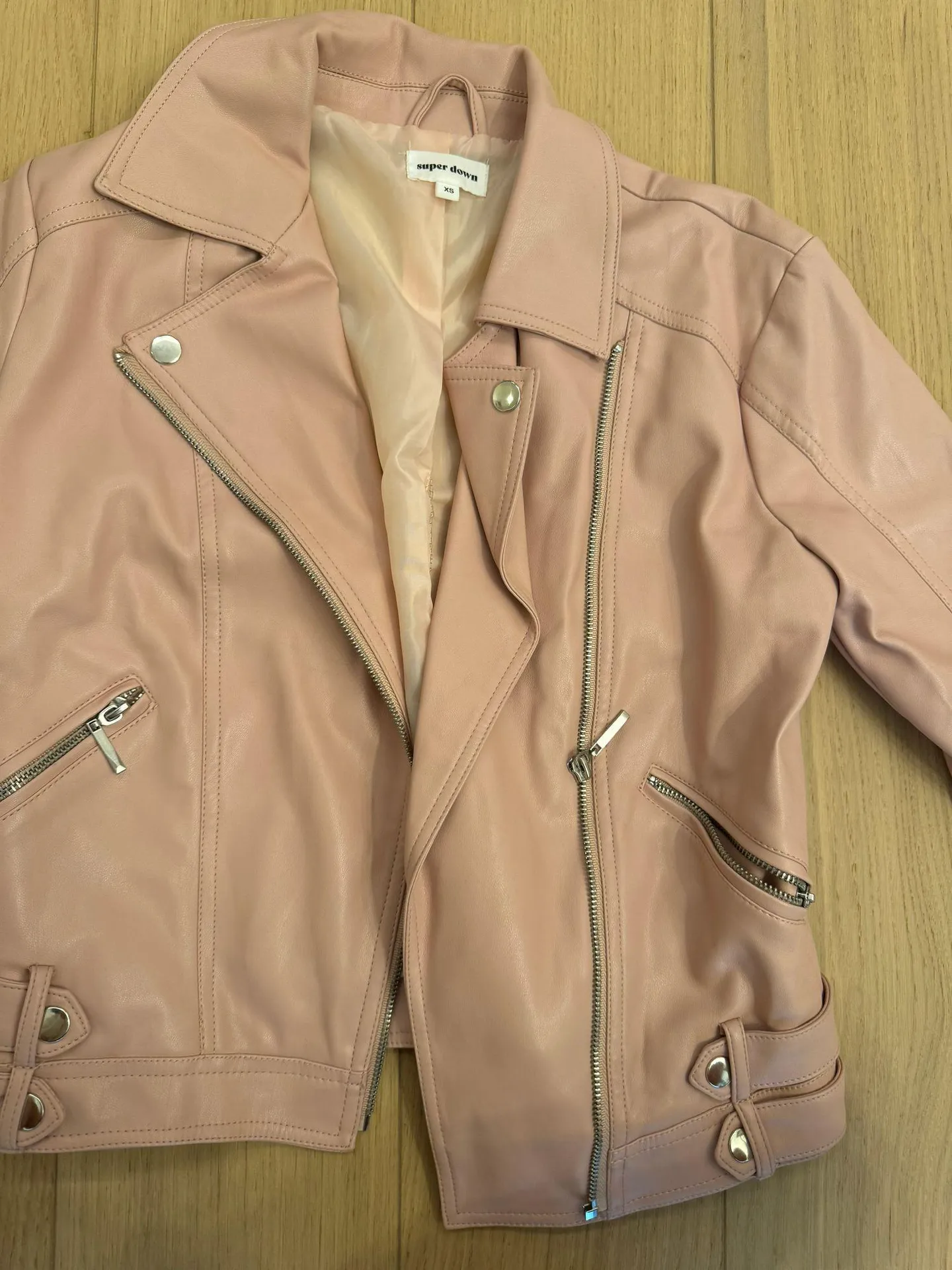 Super down Revolve Pink Leather jacket - Image 5