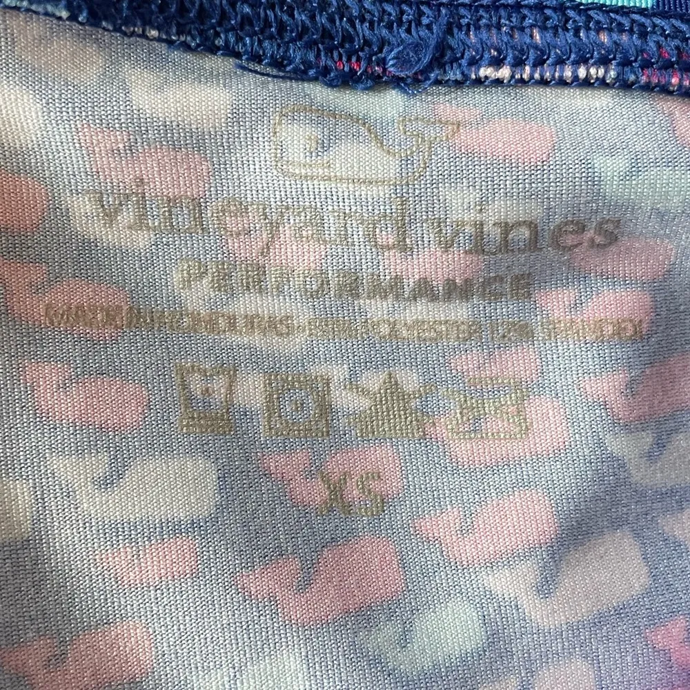 Vineyard Vines Whale Stripe Full Length Sport Leggings Blue Pink Size XSmall - Image 4