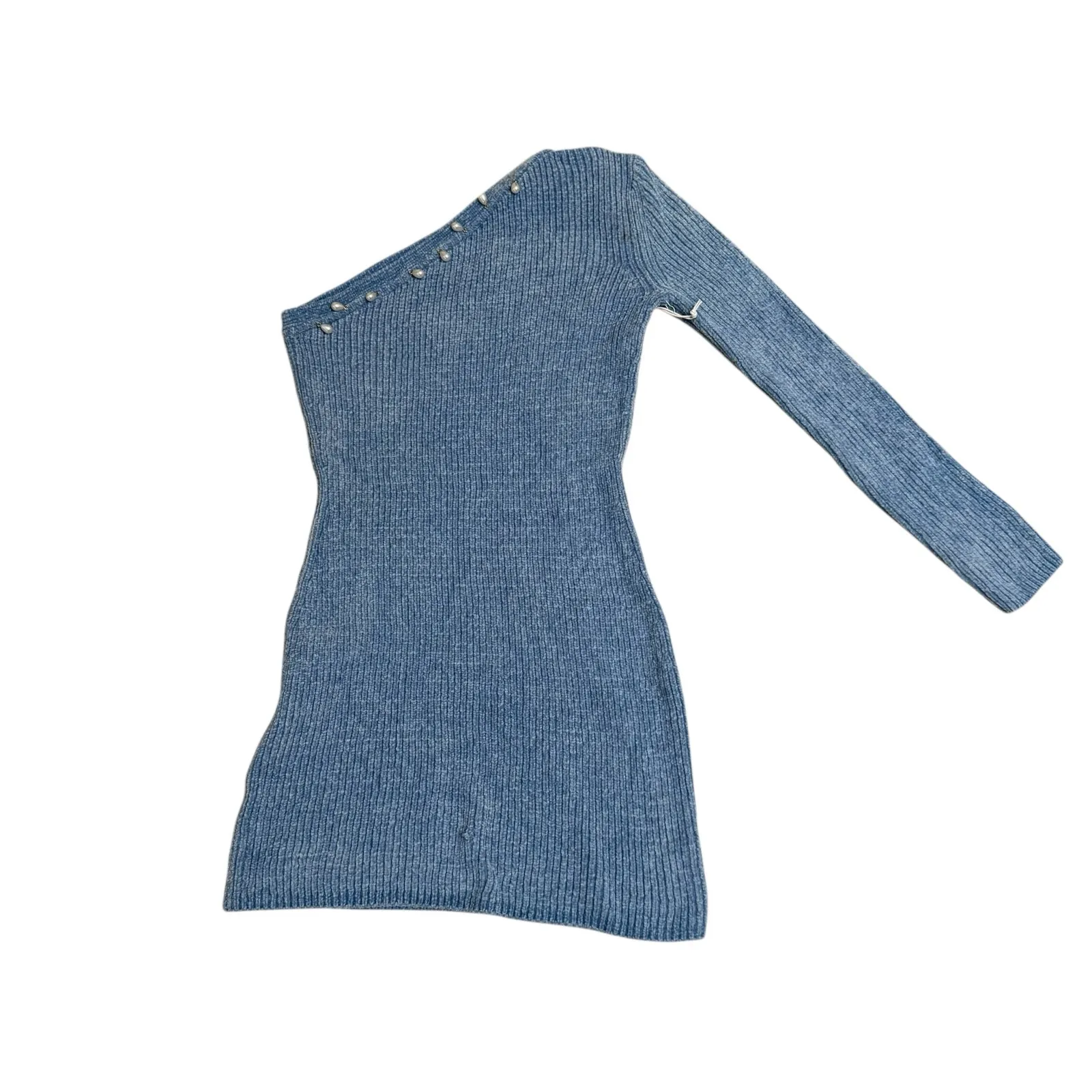 Staud Lindsey Dress Blue Ice off shoulder dress pearl beaded collar large NWTs - Image 5