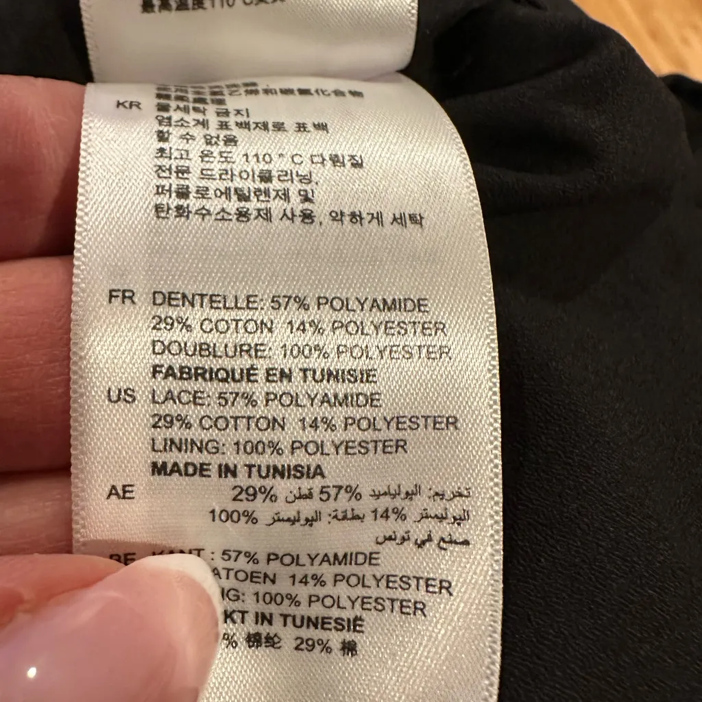 Sandro Red Blue Lace 2 Piece Long Sleeve Lined Pencil MIDI Skirt Set Size 3 US 8 - Image 8