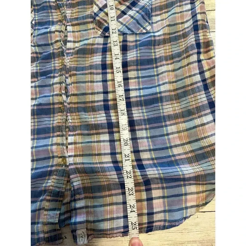 American Eagle Vintage Boyfriend Plaid Button-Up Size XL 100% Cotton Shirt - Image 6