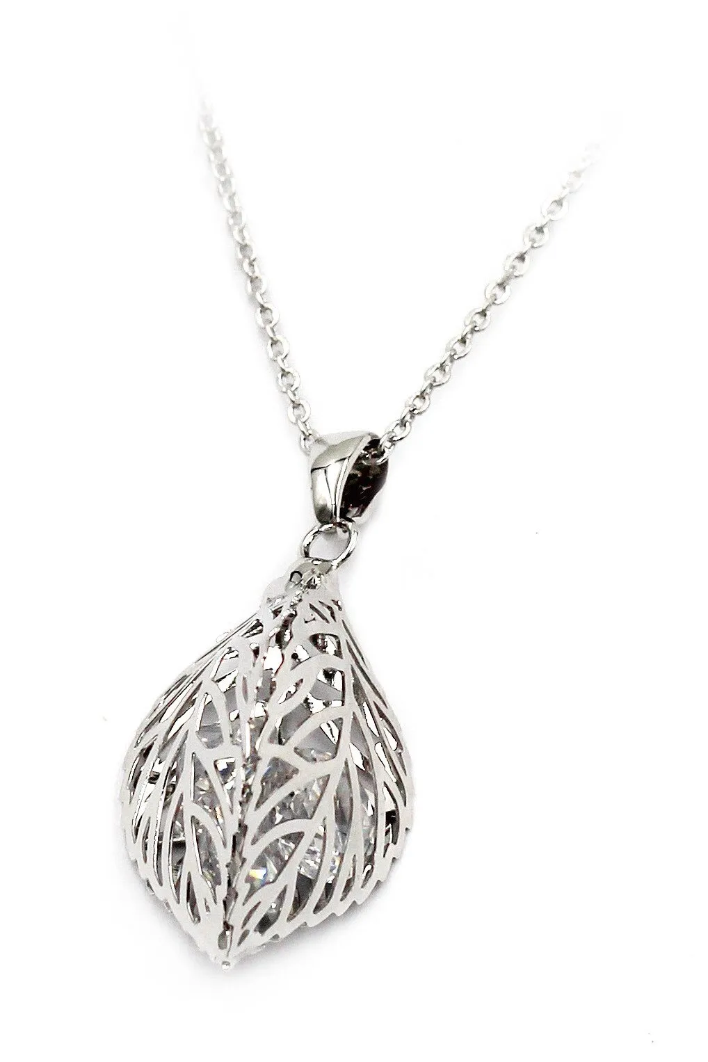 Lady foliage crystal set Silver - Image 2
