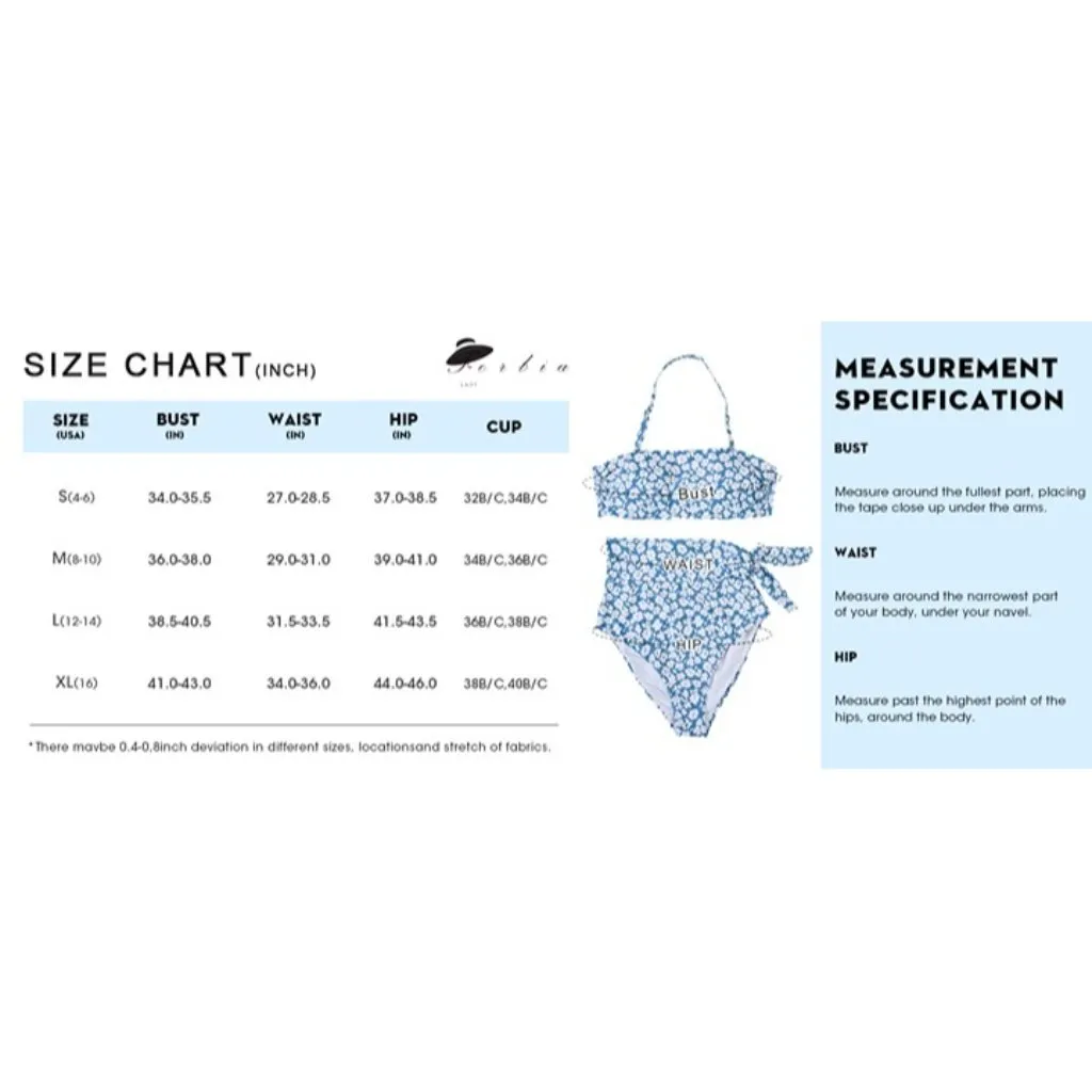 FERBIA High Waisted Animal Print Bikini Bandeau Strapless Bathing Suit Green XL - Image 5