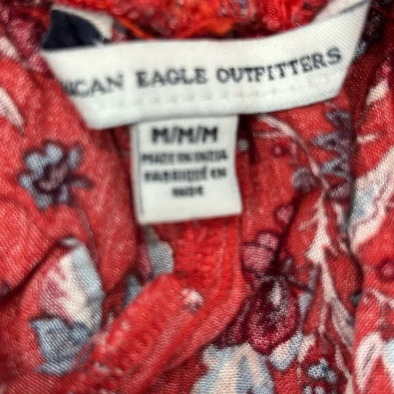 American Eagle Red Blue Floral Flutter Hem Pull-On Shorts Size M Casual - Image 12