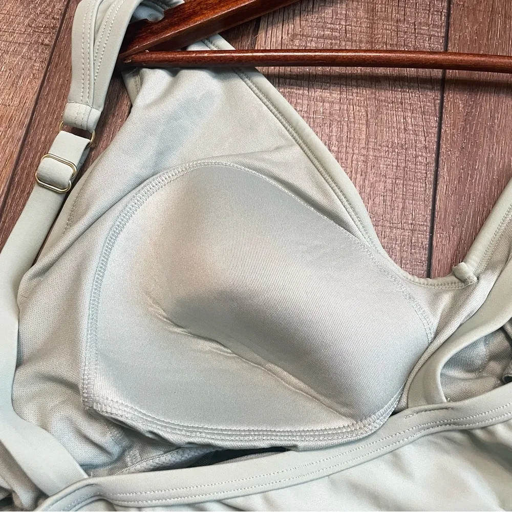 NWT Kona Sol Womens Swimsuit One Piece Mint Green Ruched V Neck Plus Size 22 - Image 7